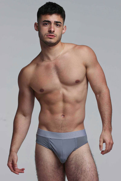 Mesh Panel Briefs - Regal Grey