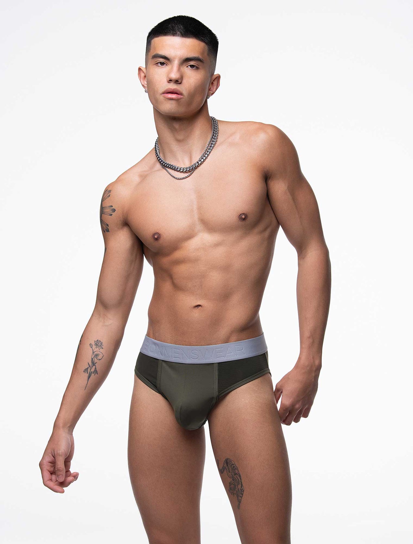 Mesh Panel Briefs - Château Green