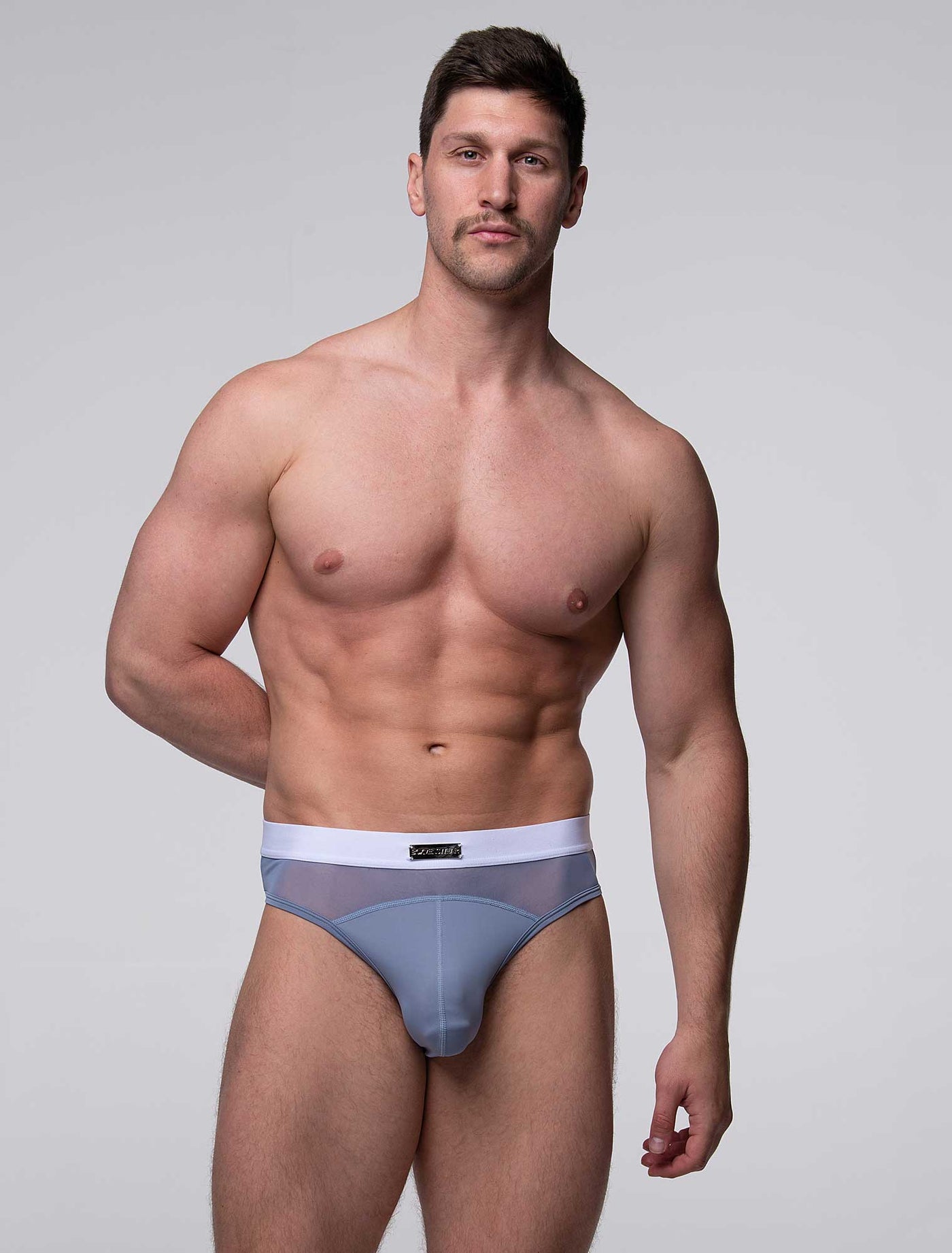 Mens Curved Mesh Briefs - Blue