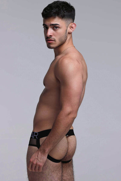 Totally Transparent Varsity Mesh Jockstrap - Direct Black