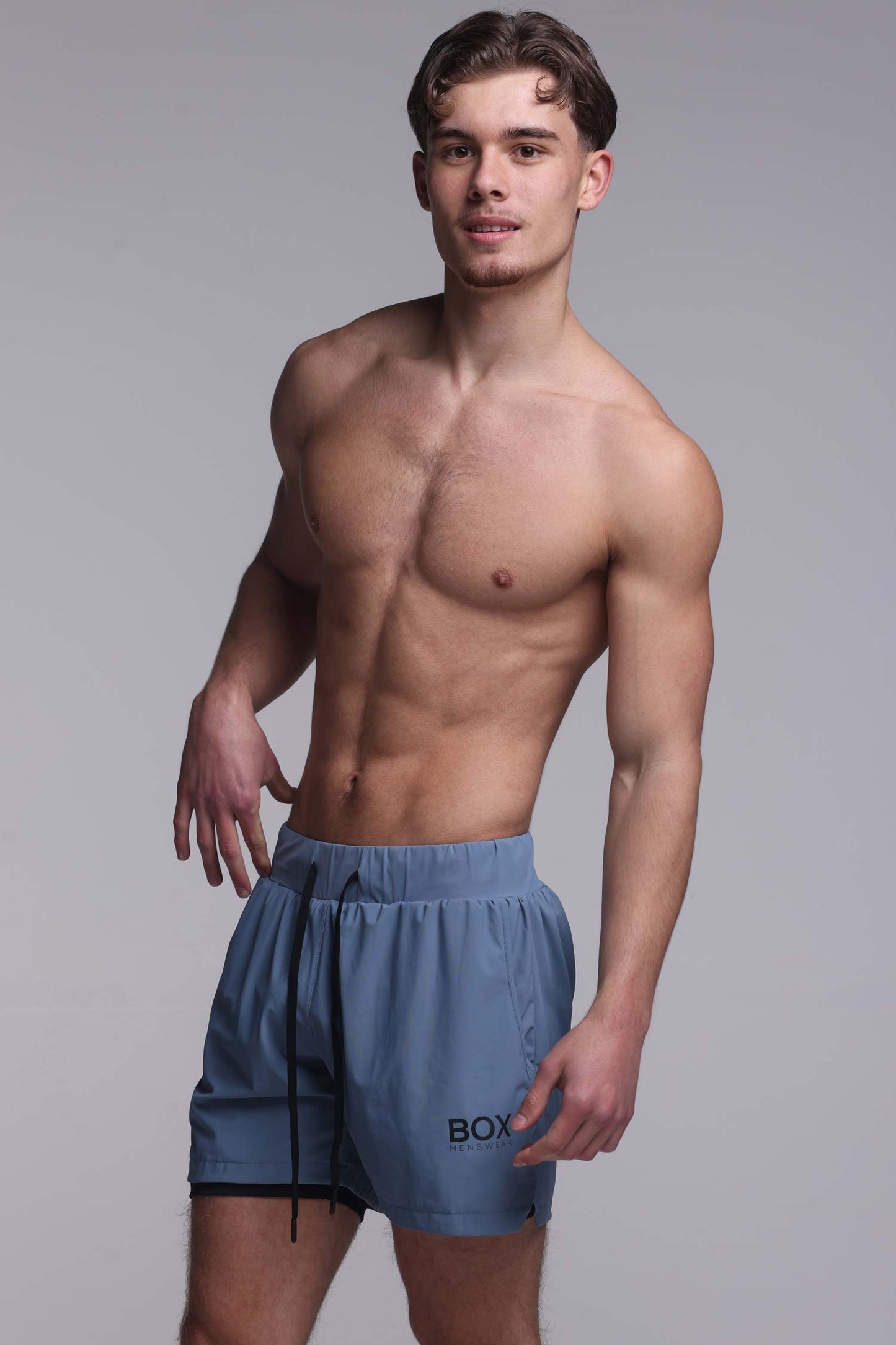 Mens Double Layer Sports Shorts - Charcoal - boxmenswear - {{variant_title}}