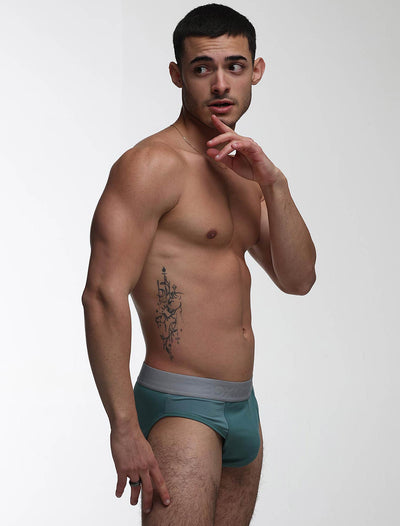 Mesh Panel Briefs - Riviera Teal