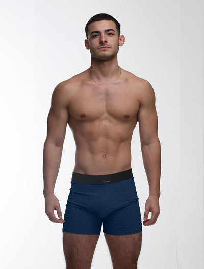 Mens Classic Ribbed Boxers - Navy - boxmenswear - {{variant_title}}