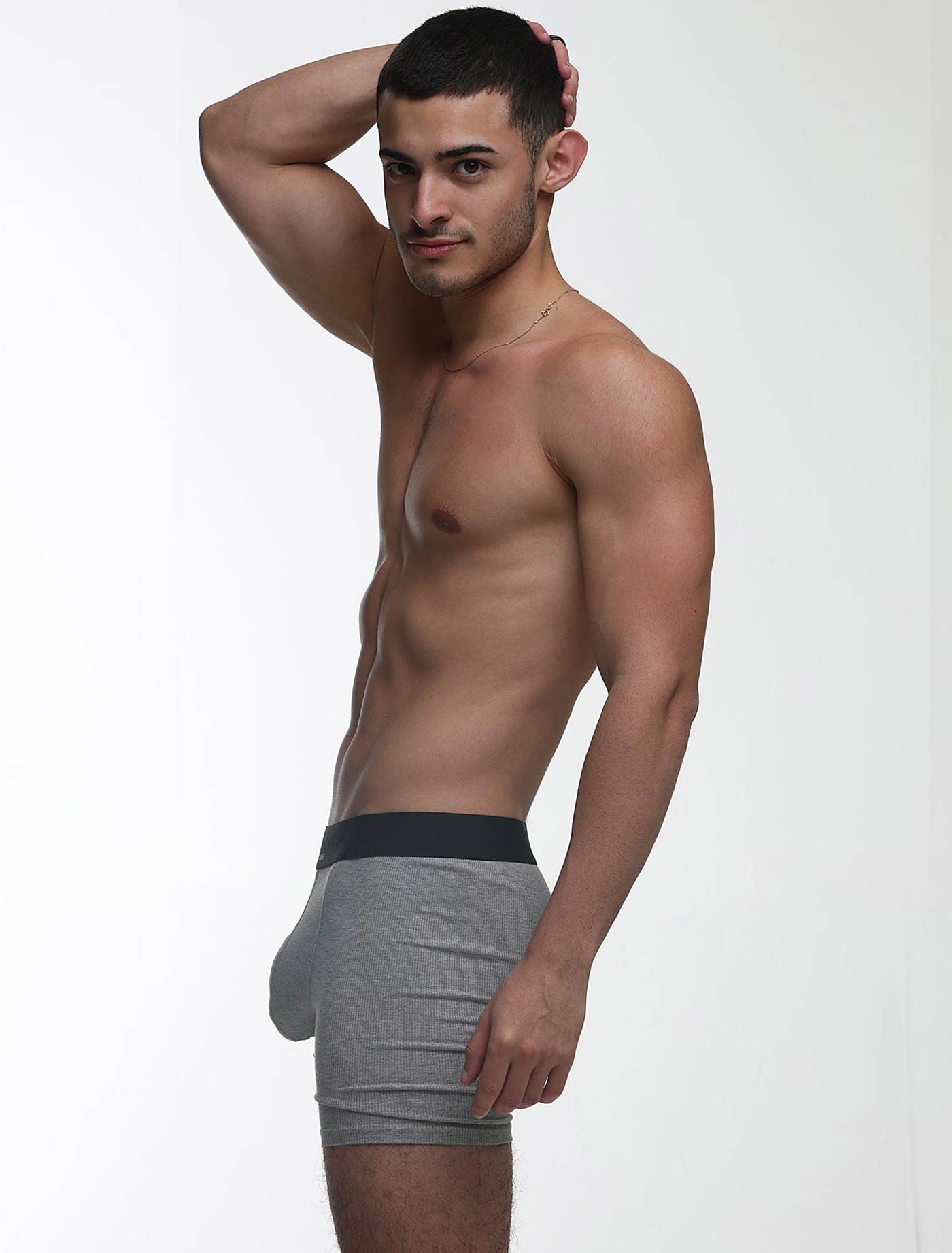 Mens Classic Ribbed Boxers - Grey