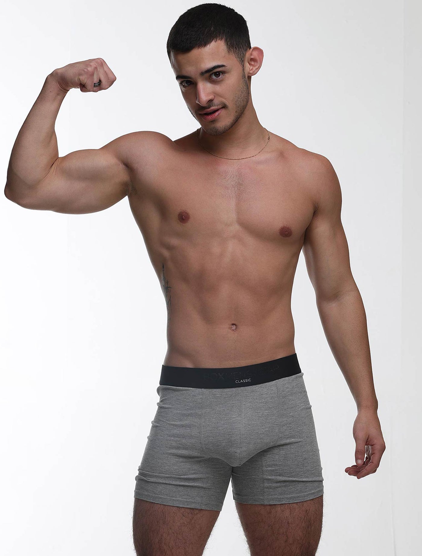Mens Classic Ribbed Boxers - Grey