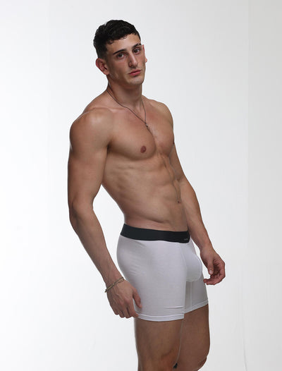 Mens Classic Ribbed Boxers - White