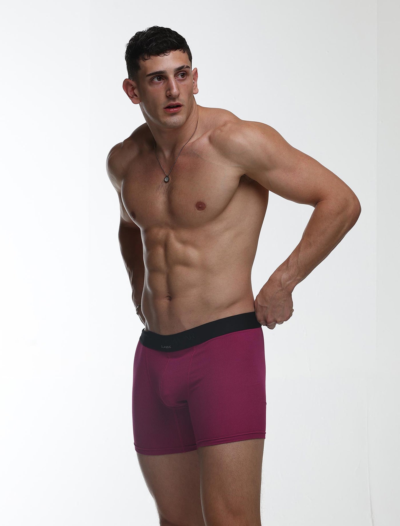 Mens Classic Ribbed Boxers - Cherry