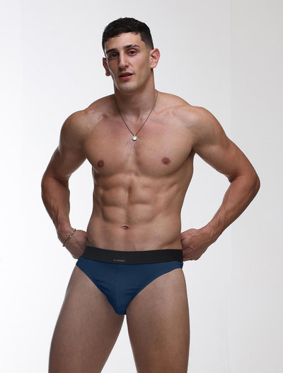 Mens Classic Ribbed Briefs - Navy - boxmenswear - {{variant_title}}