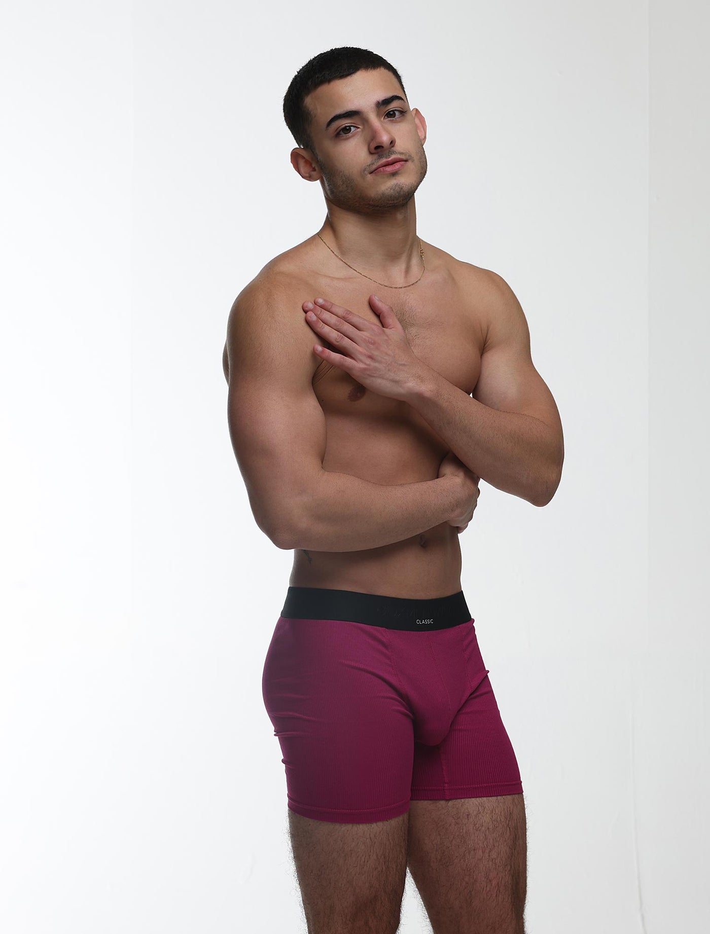 Mens Classic Ribbed Boxers - Cherry