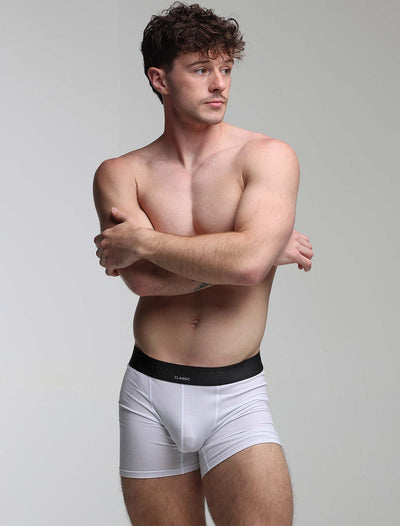 Mens Classic Ribbed Boxers - White