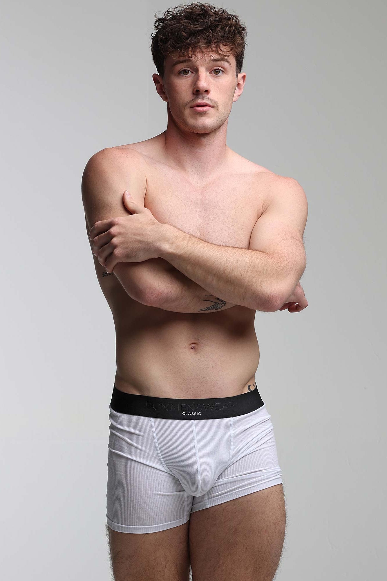 Mens Classic Ribbed Boxers - White - boxmenswear - {{variant_title}}