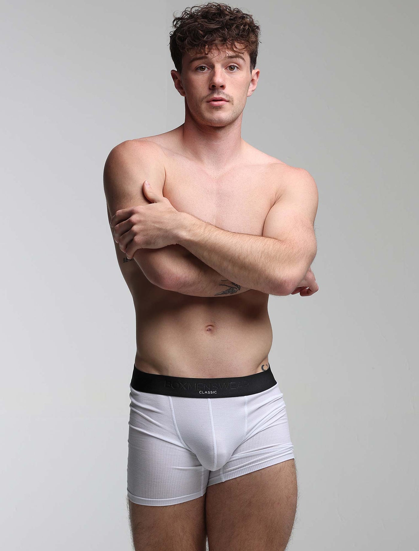 Mens Classic Ribbed Boxers - White