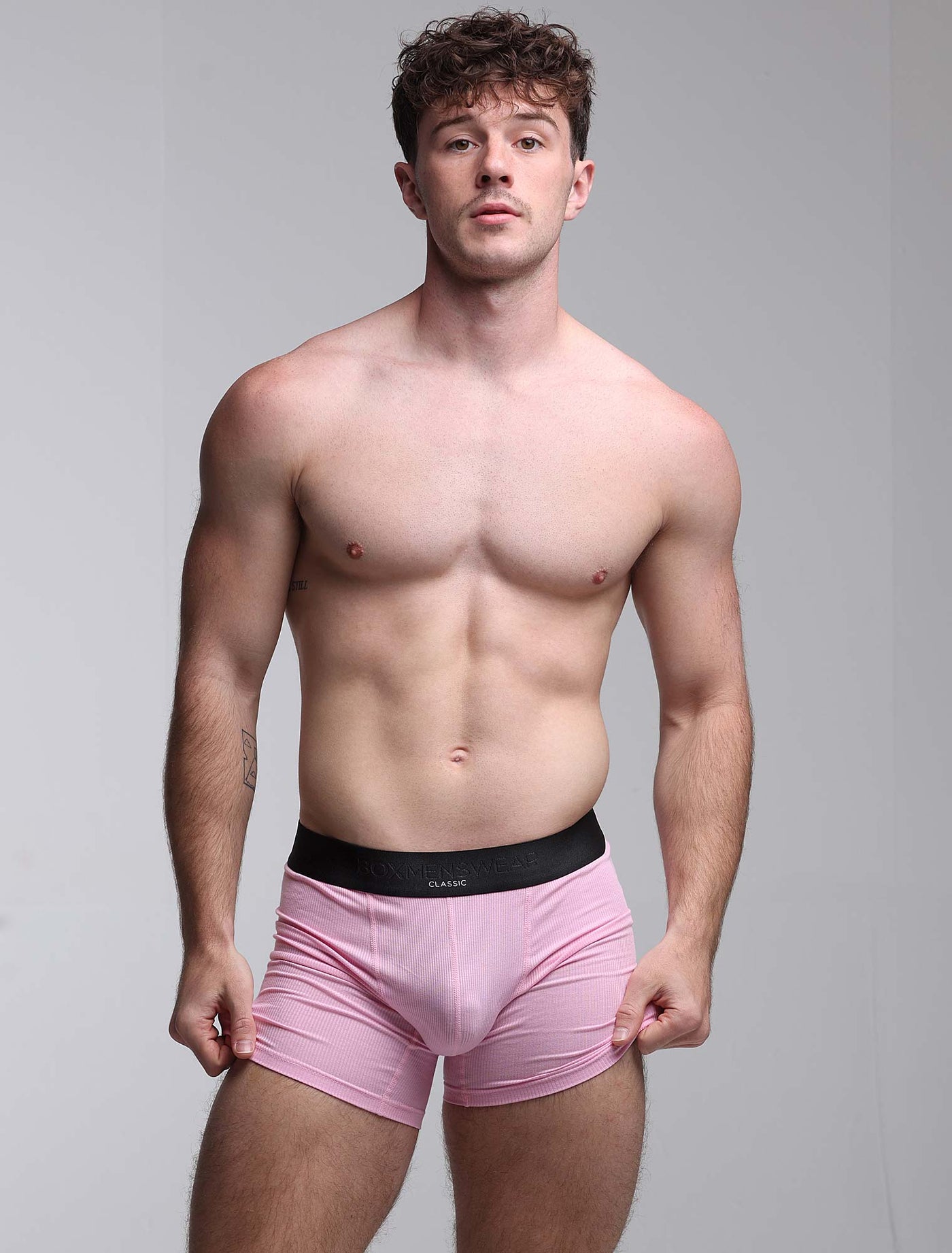 Mens Classic Ribbed Boxers - Pink