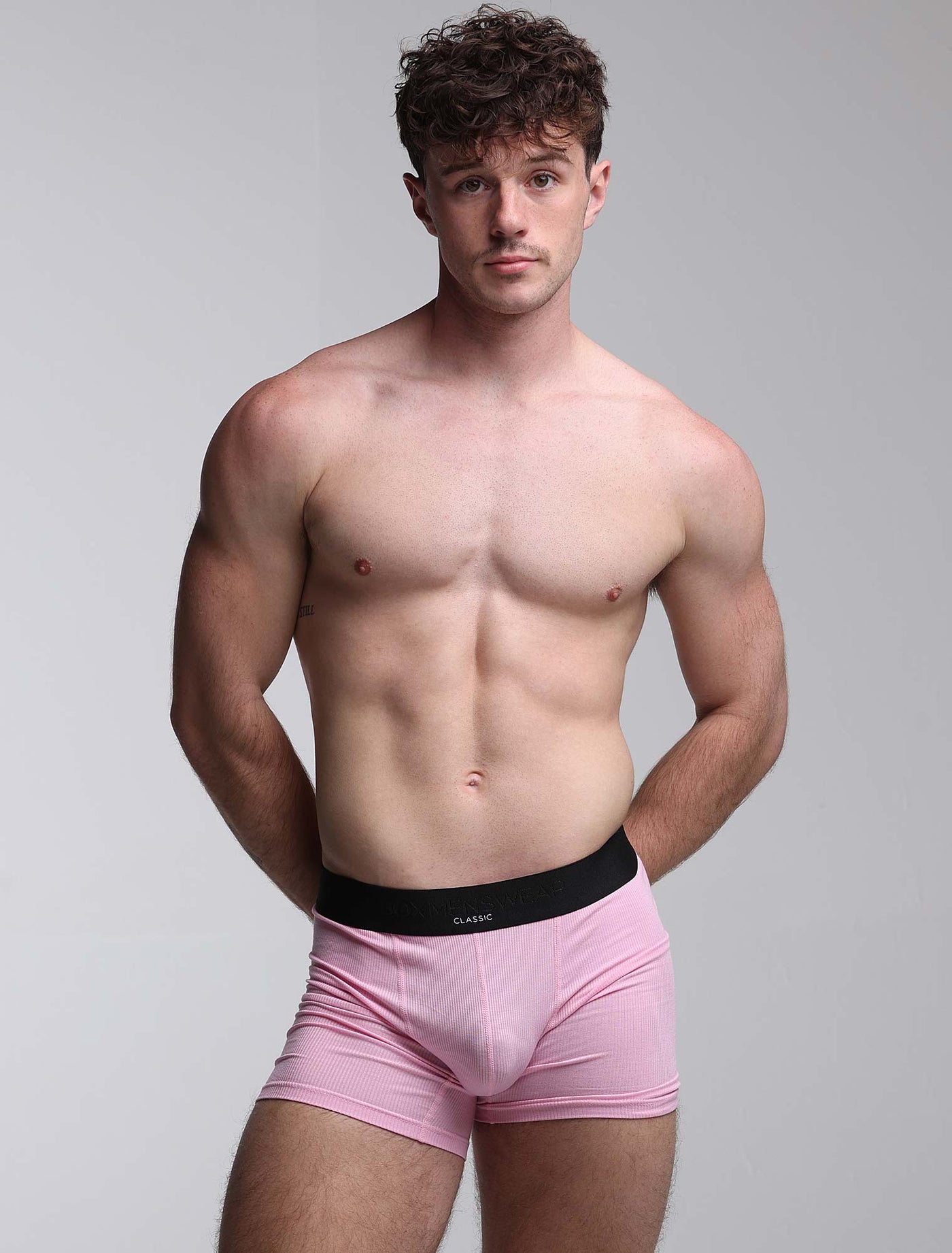 Mens Classic Ribbed Boxers - Pink