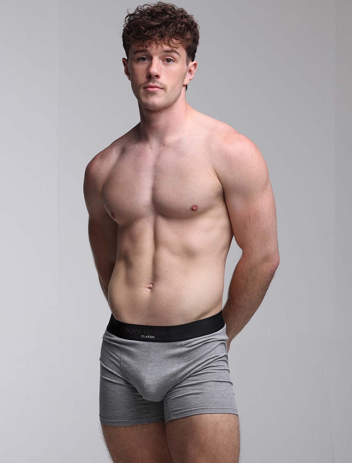 Mens Classic Ribbed Boxers - Grey