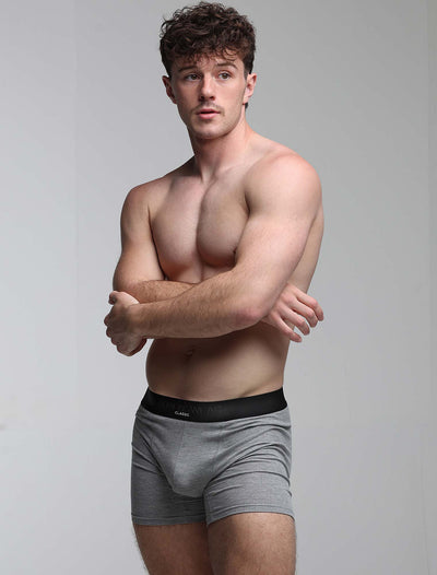Mens Classic Ribbed Boxers - Grey