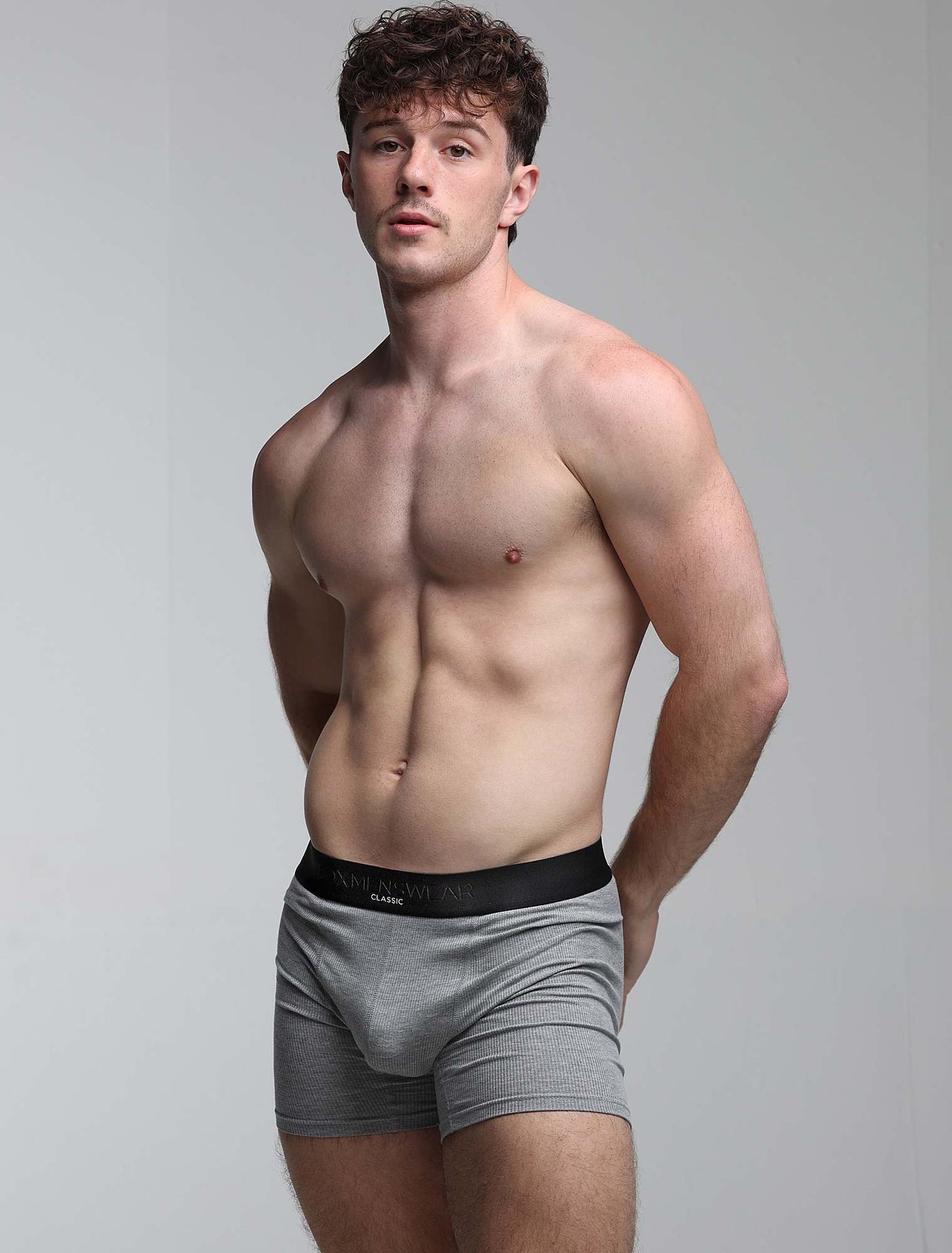 Mens Classic Ribbed Boxers - Grey