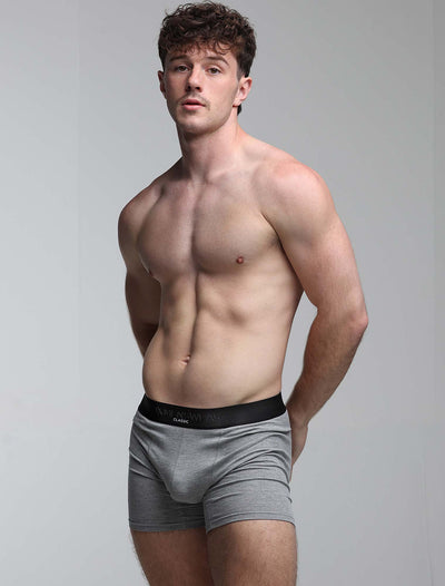 Mens Classic Ribbed Boxers - Grey