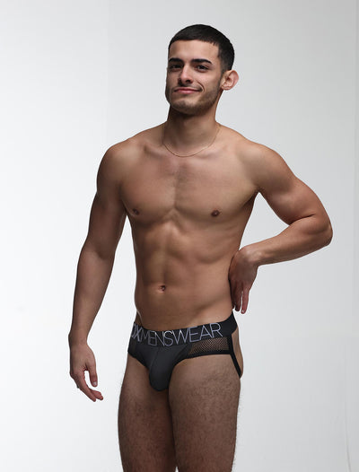 Totally Transparent Varsity Mesh Jockstrap - Direct Black