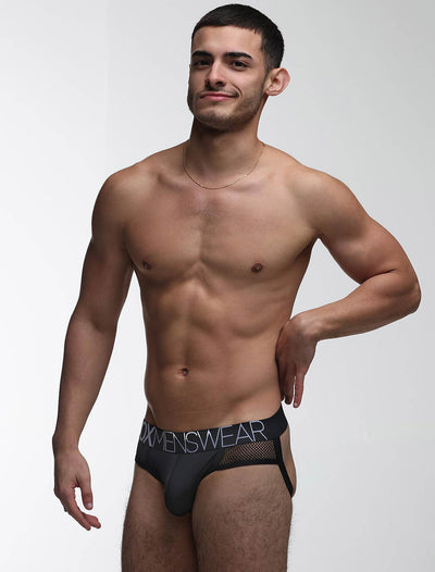 Totally Transparent Varsity Mesh Jockstrap - Direct Black