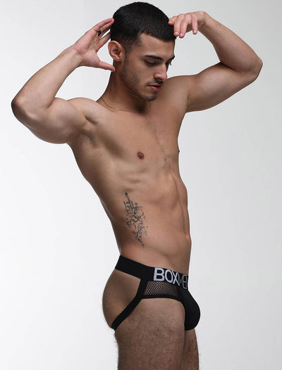 Totally Transparent Varsity Mesh Jockstrap - Direct Black