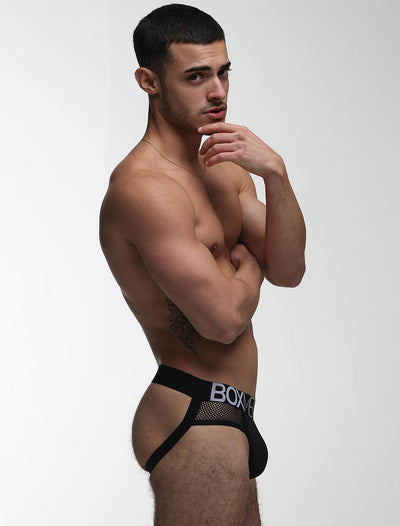 Totally Transparent Varsity Mesh Jockstrap - Direct Black