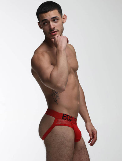 Totally Transparent Varsity Mesh Jockstrap - Direct Red