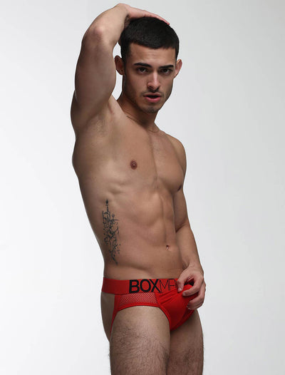 Totally Transparent Varsity Mesh Jockstrap - Direct Red
