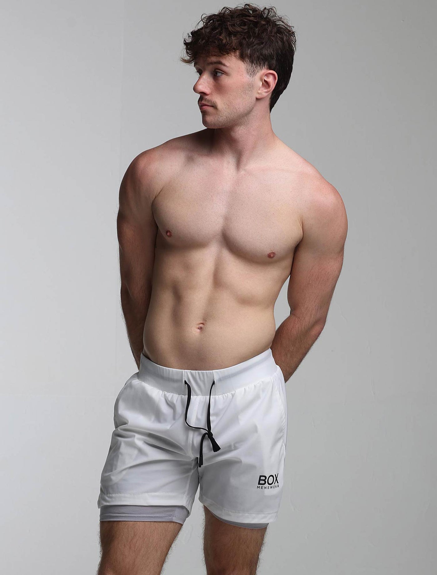 Mens Double Layer Sports Shorts - White
