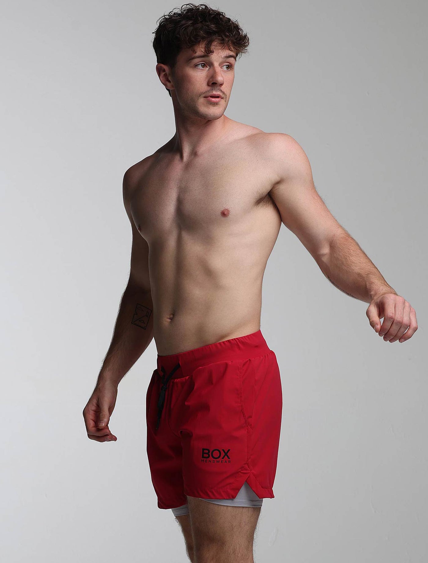 Mens Double Layer Sports Shorts - Crimson
