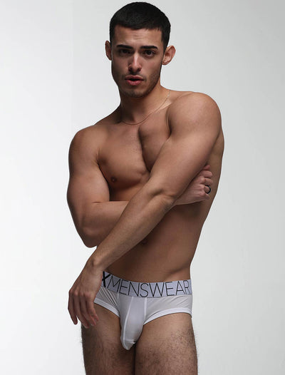 Mens Hipster Trunks : Defined Crotch - White