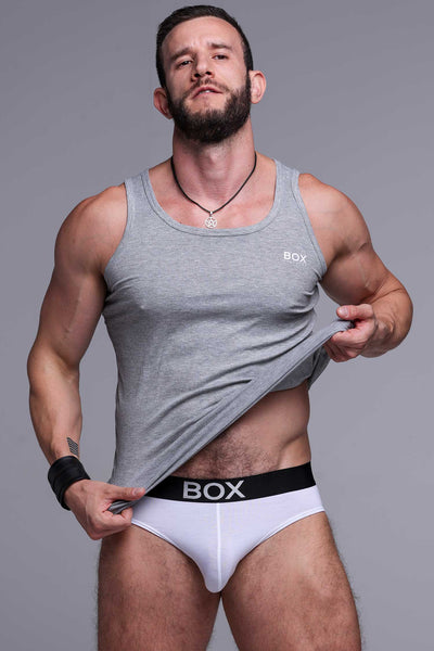 Mens Essential Ribbed Vest - Grey