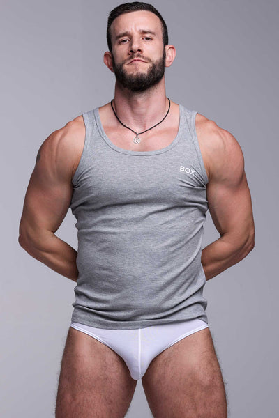 Mens Essential Ribbed Vest - Grey