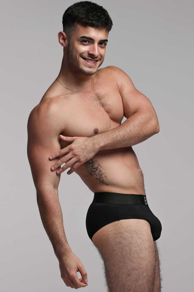 Metallic Modal Briefs - Black & Silver