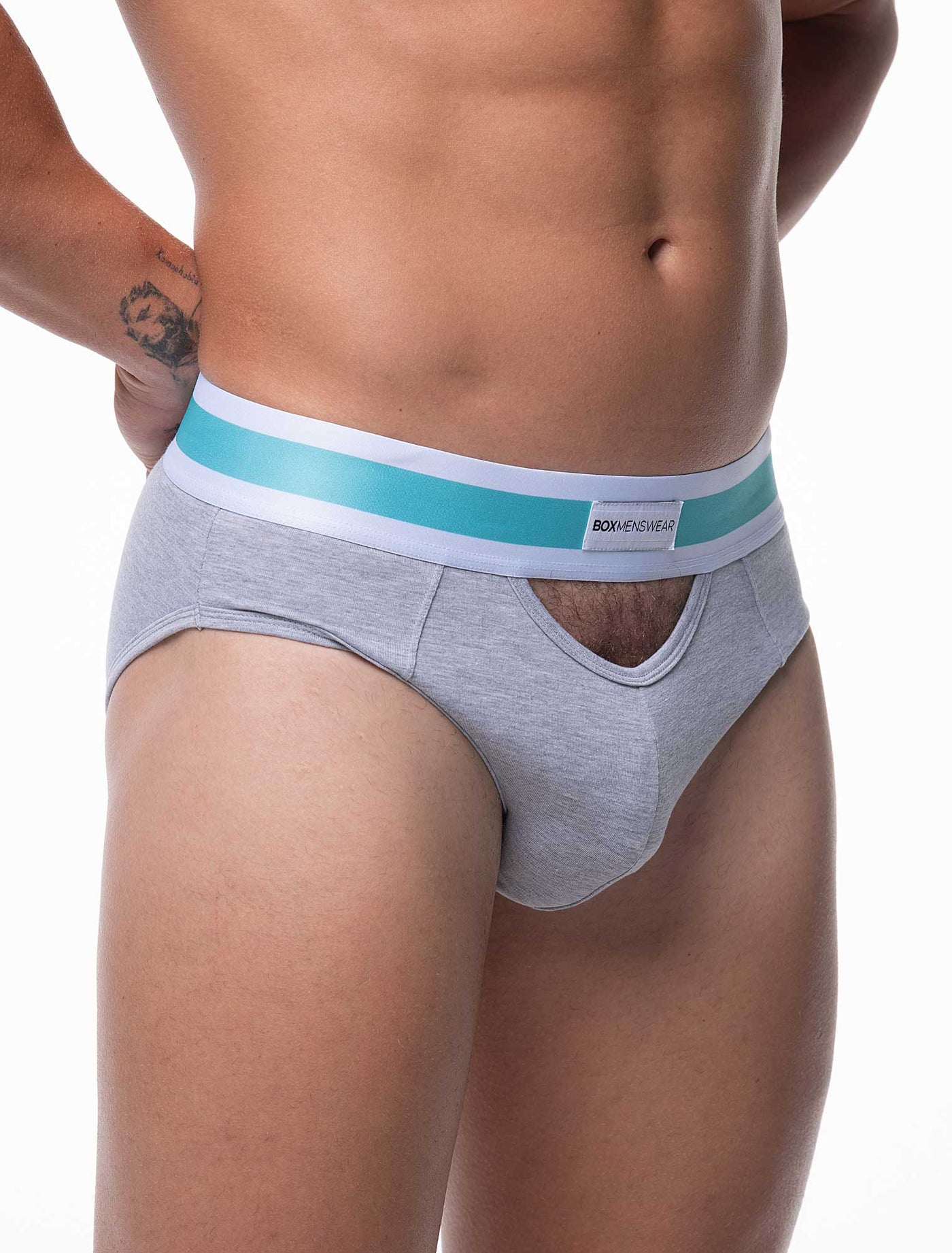 Mens Cut-Out Briefs - Grey