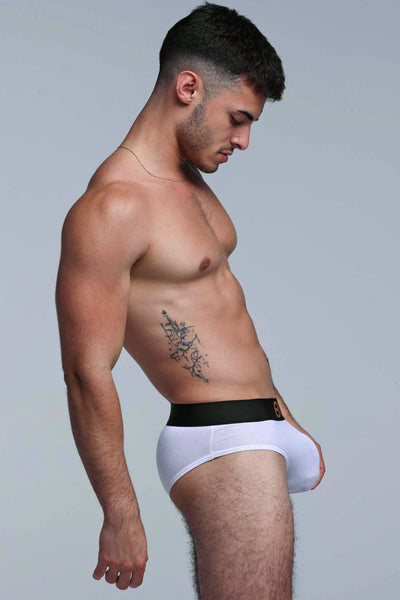 Metallic Modal Briefs - White & Gold