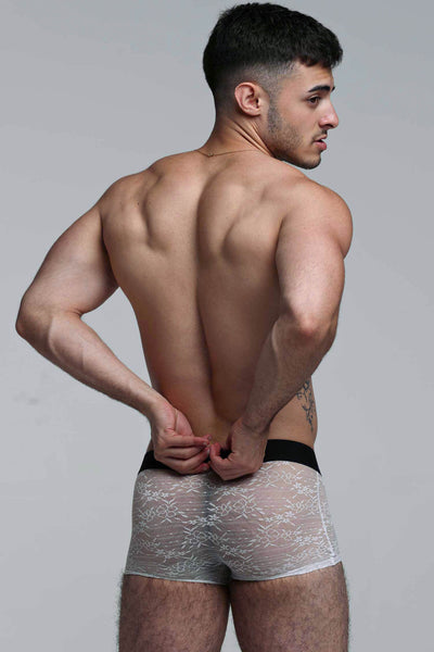 All Over Lace Boxers - White Heat