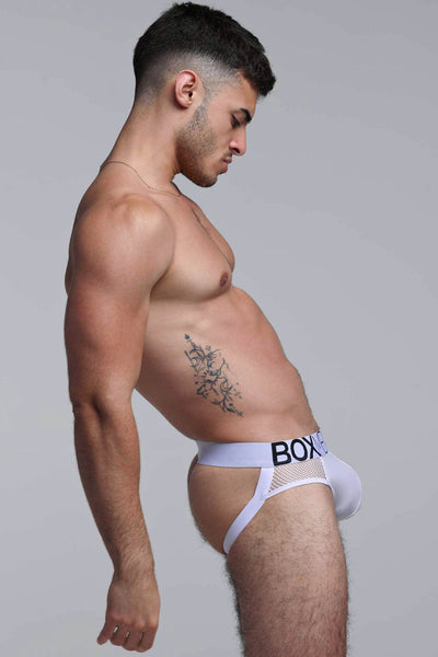 Totally Transparent Varsity Mesh Jockstrap - White