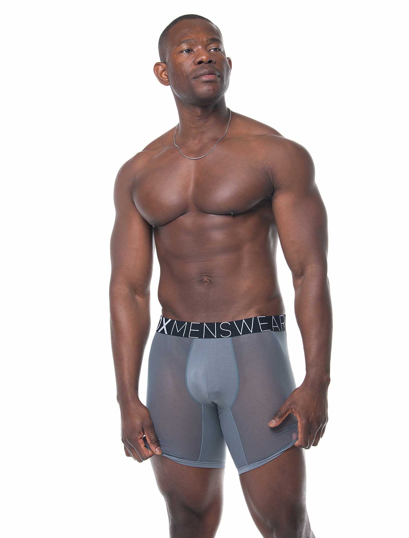 King Fit Mesh Panel - Transparent Crotch: Gun Metal Grey