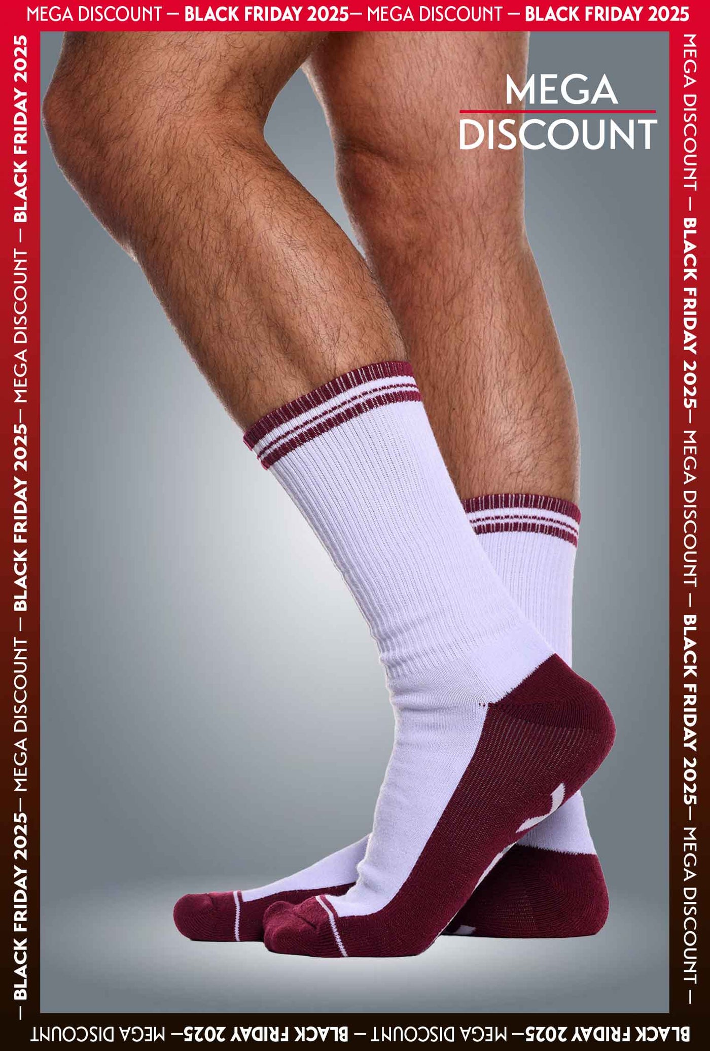 Arctic White & Burgundy - Lux Sports Socks
