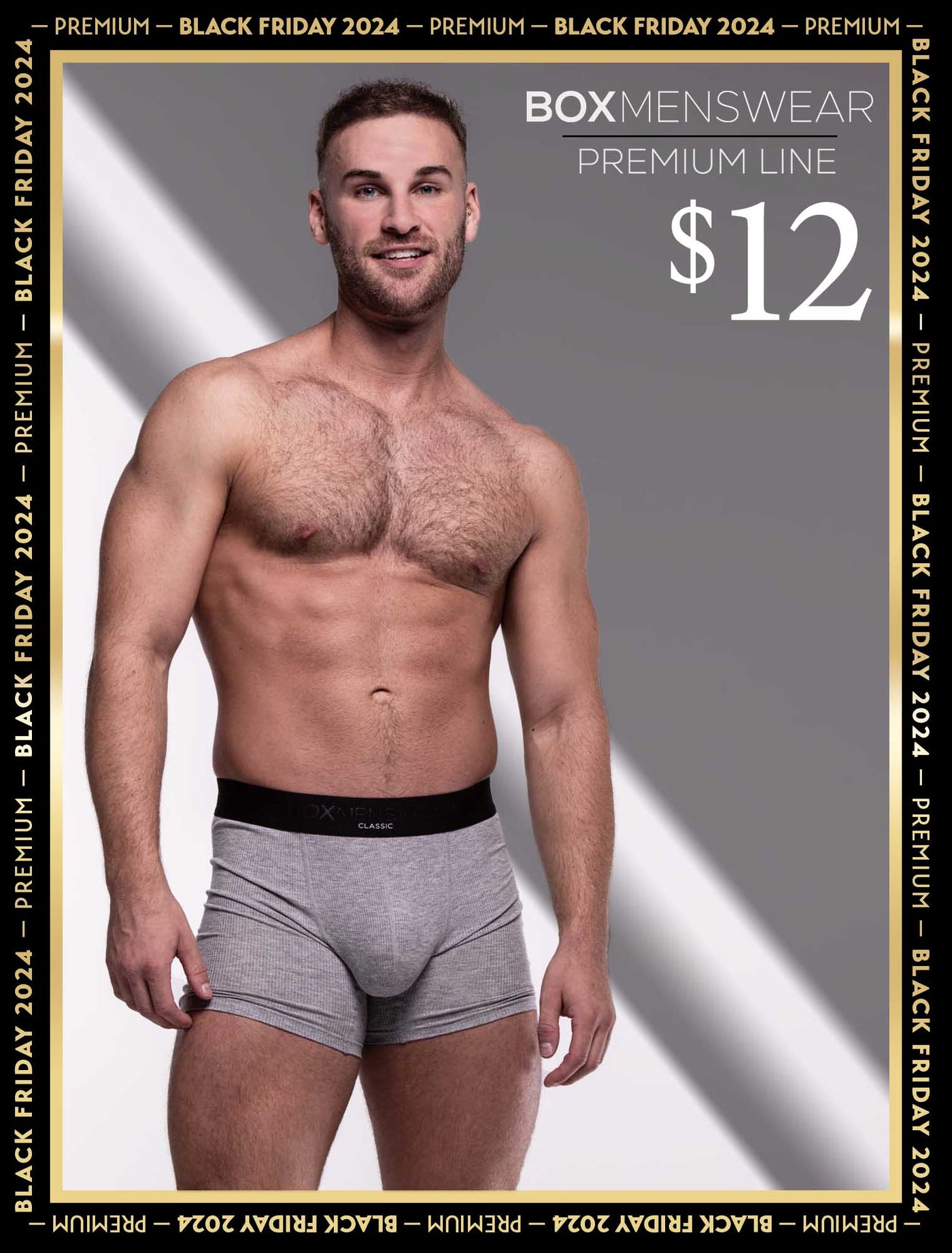 Mens Classic Ribbed Boxers - Grey