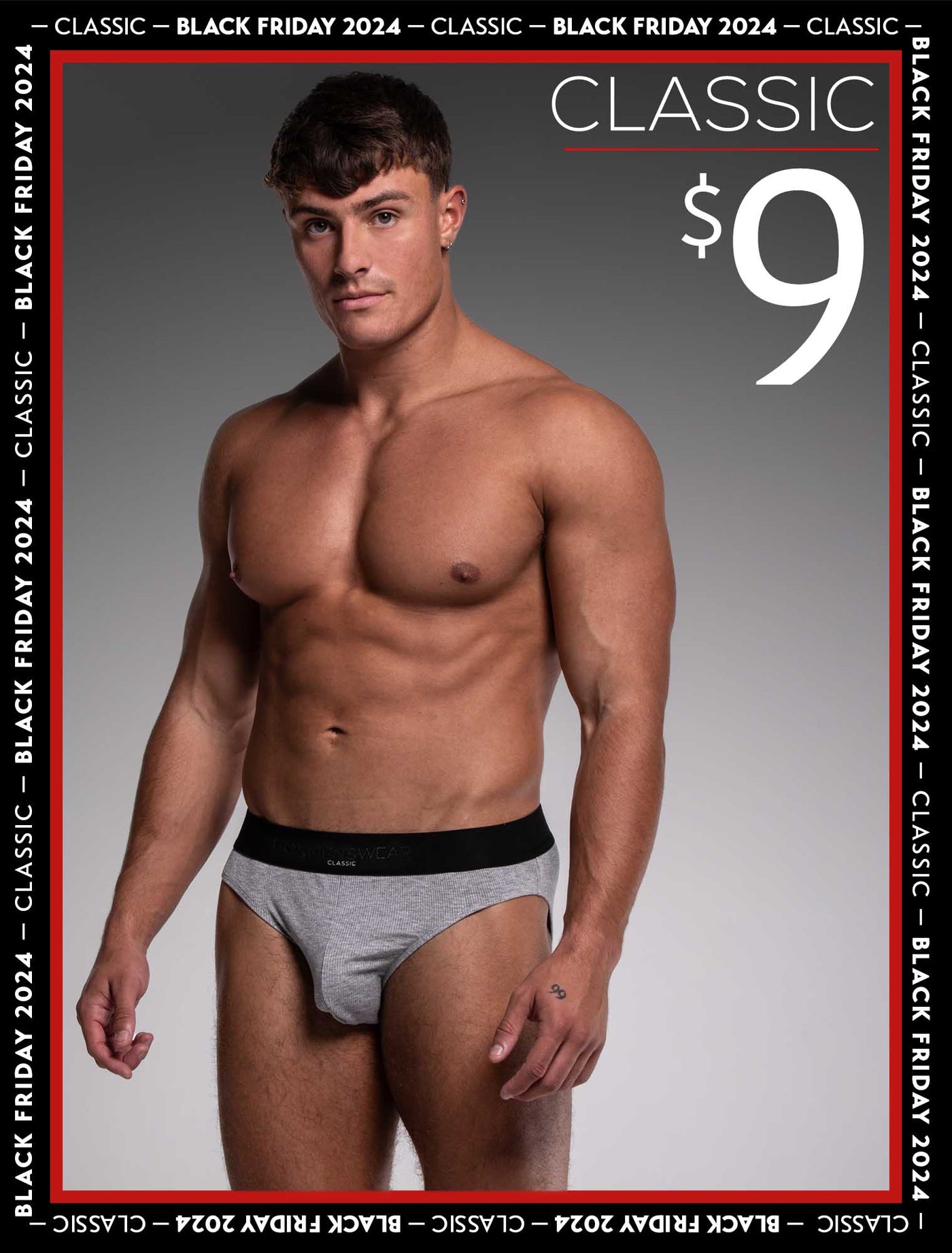 Mens Classic Ribbed Briefs - Grey