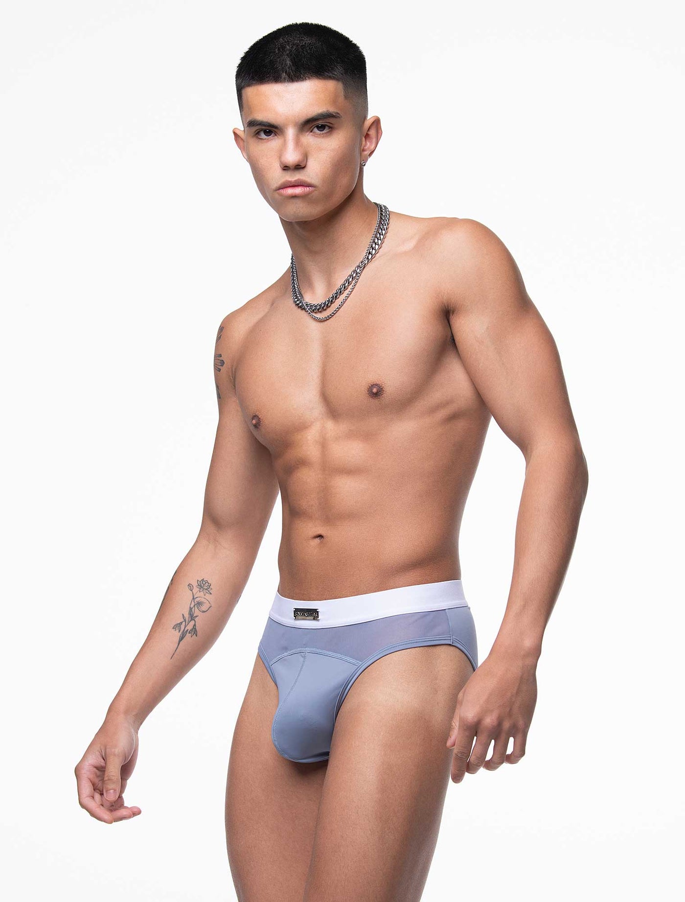 Mens Curved Mesh Briefs - Blue