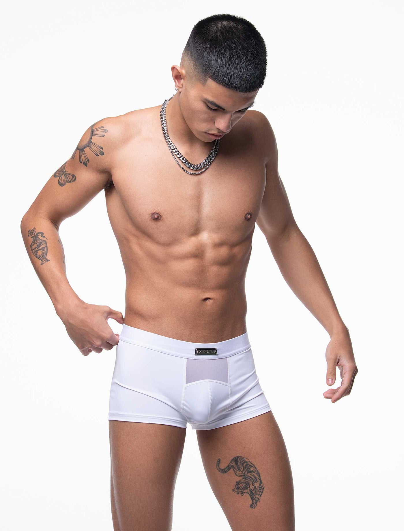 Mens Curved Mesh Boxers - White