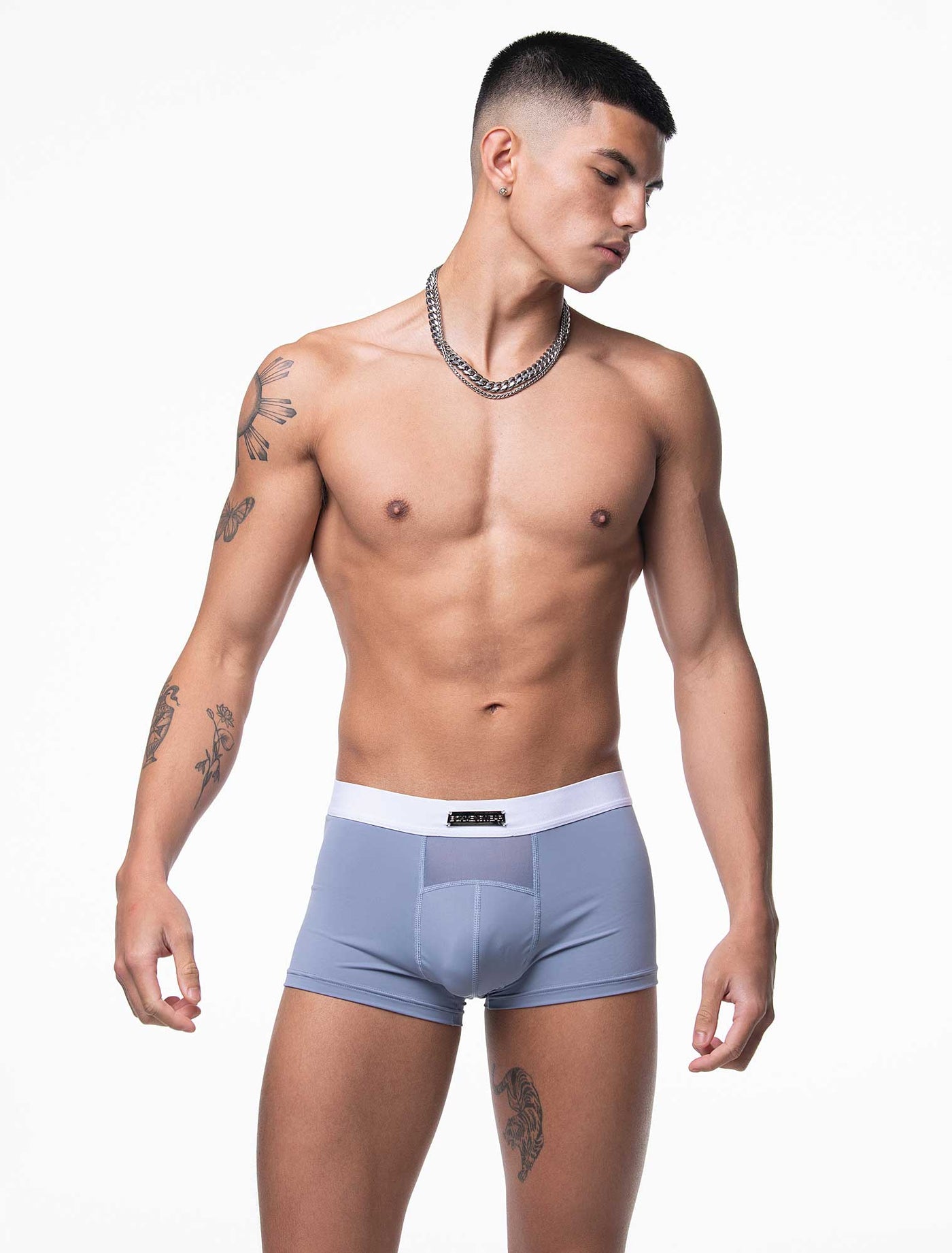 Mens Curved Mesh Boxers - Blue