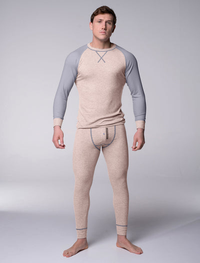 Mens Ribbed Pyjama Sets - Comfort Cream