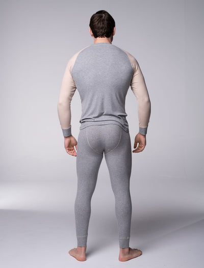 Mens Ribbed Pyjama Sets - Melange Grey