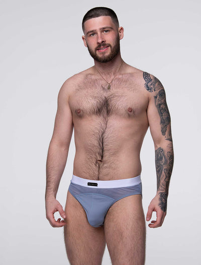 Mens Curved Mesh Briefs - Blue