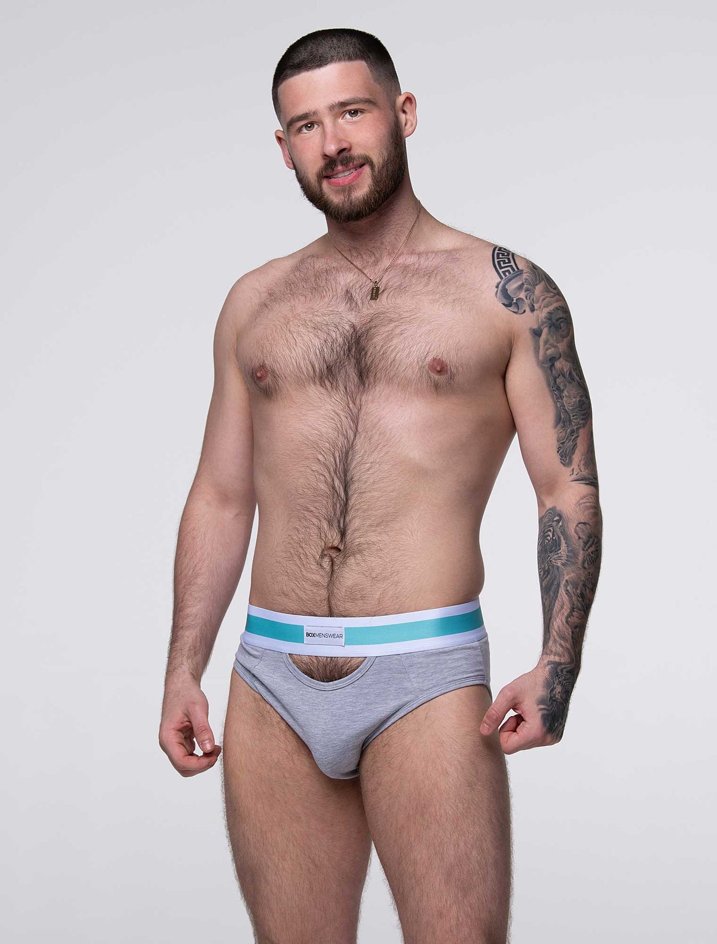 Mens Cut-Out Briefs - Grey