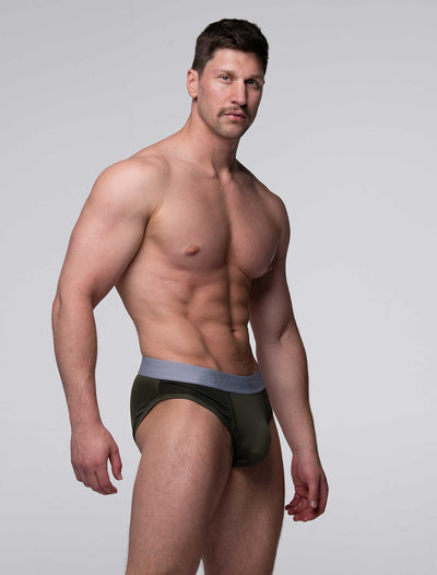 Mesh Panel Briefs - Château Green